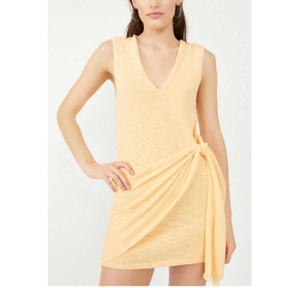 FREE PEOPLE Poppy Sweater Side-Tie Sleeveless Boho Mini Dress L Vacation